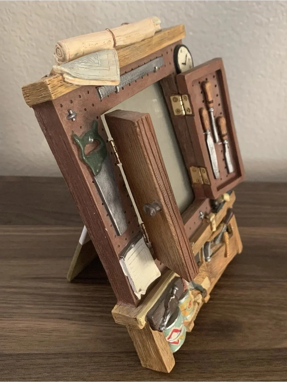 Vintage FIGI Handyman Workshop Tool Picture Frame Hand Painted Carpenter Decor